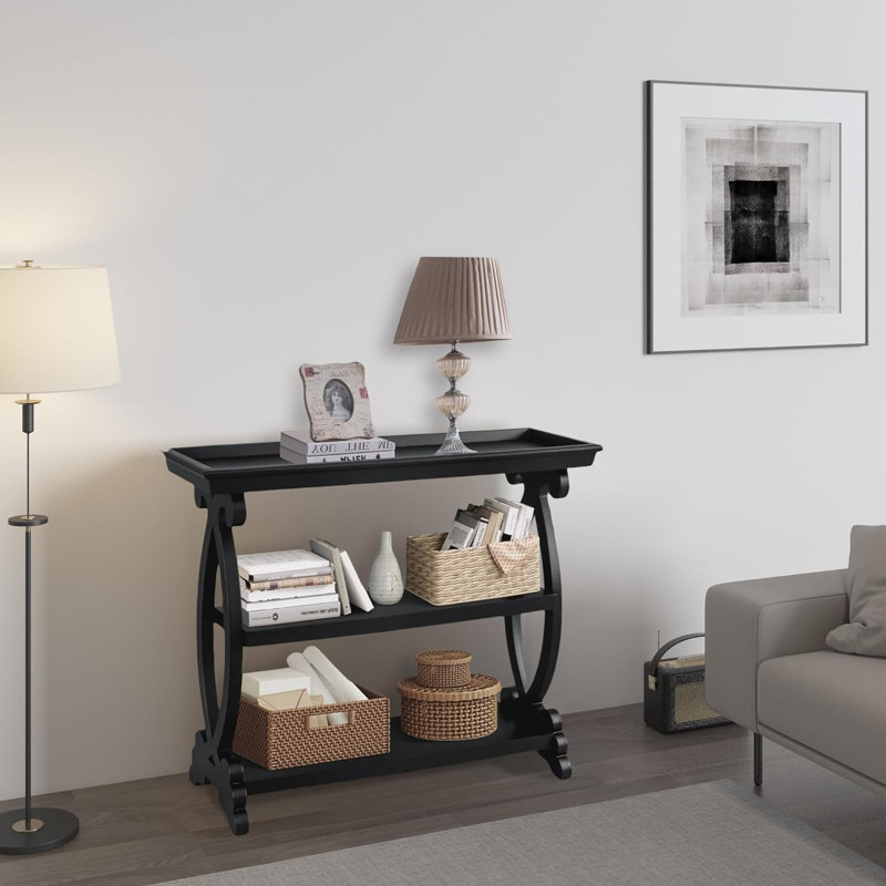 Console 39,37 po Delzora, Noir antique