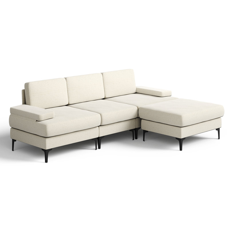 244cm Oversized Chenille Sofa, L-shaped Sofa Can B 3 Seater Corner Sofa , Beige