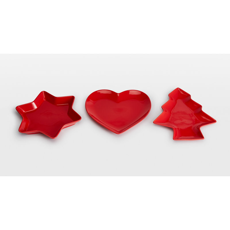 3pc Red Christmas Serving Set