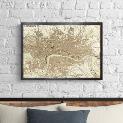 «Custom Sepia Map of London» par Paul Cezanne - impression encadrée