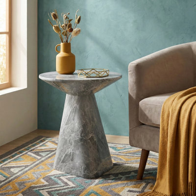 Fulcher Natural Stone 18" W Pedestal End Table