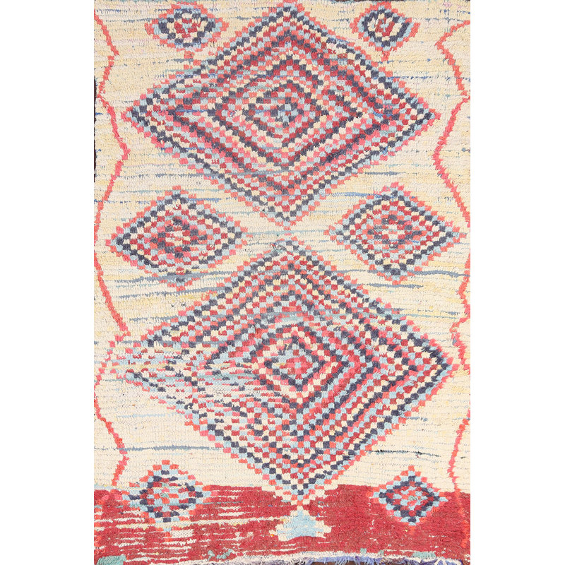 Tapis oriental géométrique marocain noué à la main 4 x 6