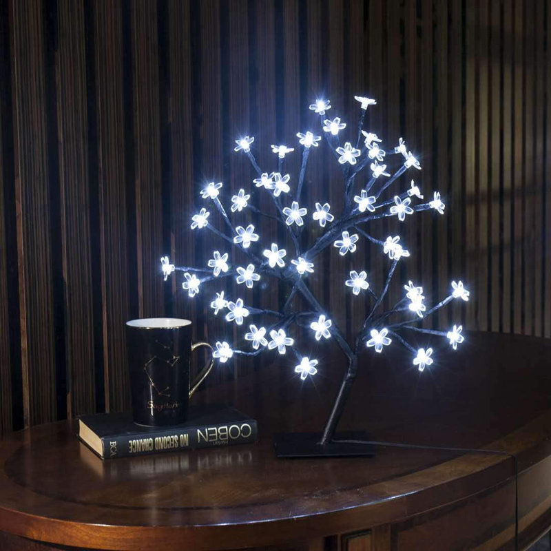 48LED Cherry Blossom Tree Table Light With Battery Powered, Cool White