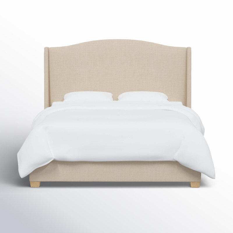 Allis Upholstered Wingback Bed, California King, Classic Linen Linen