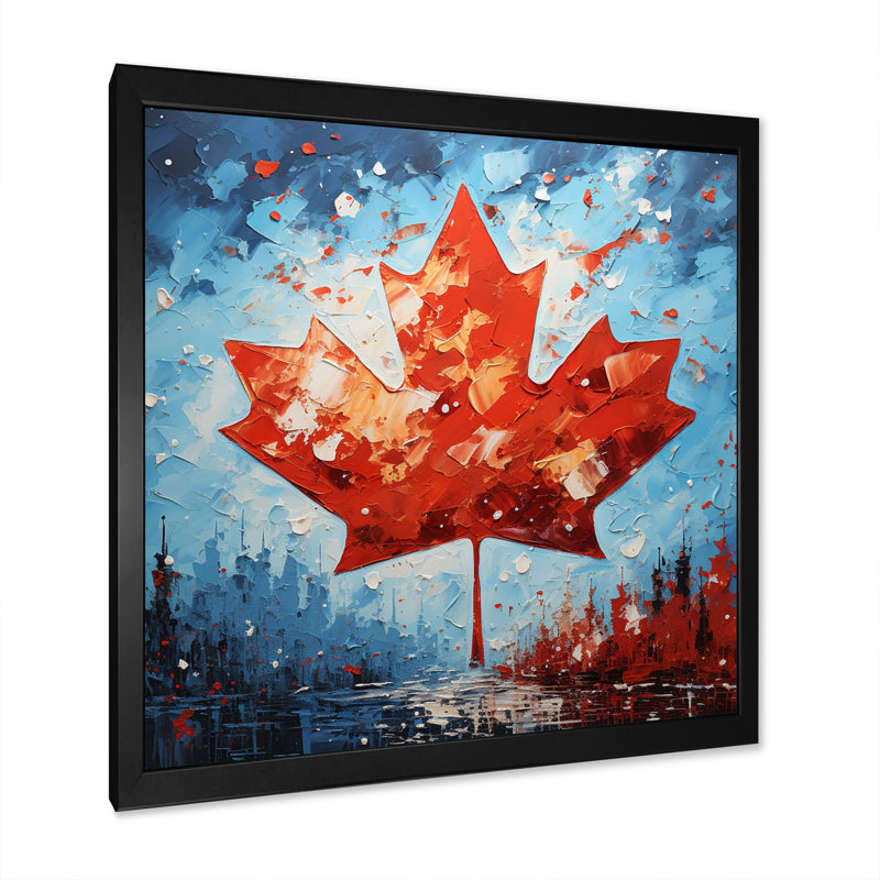 Drapeau du drapeau canadien II - impression, 36" H x 36" W, Black Picture Framed