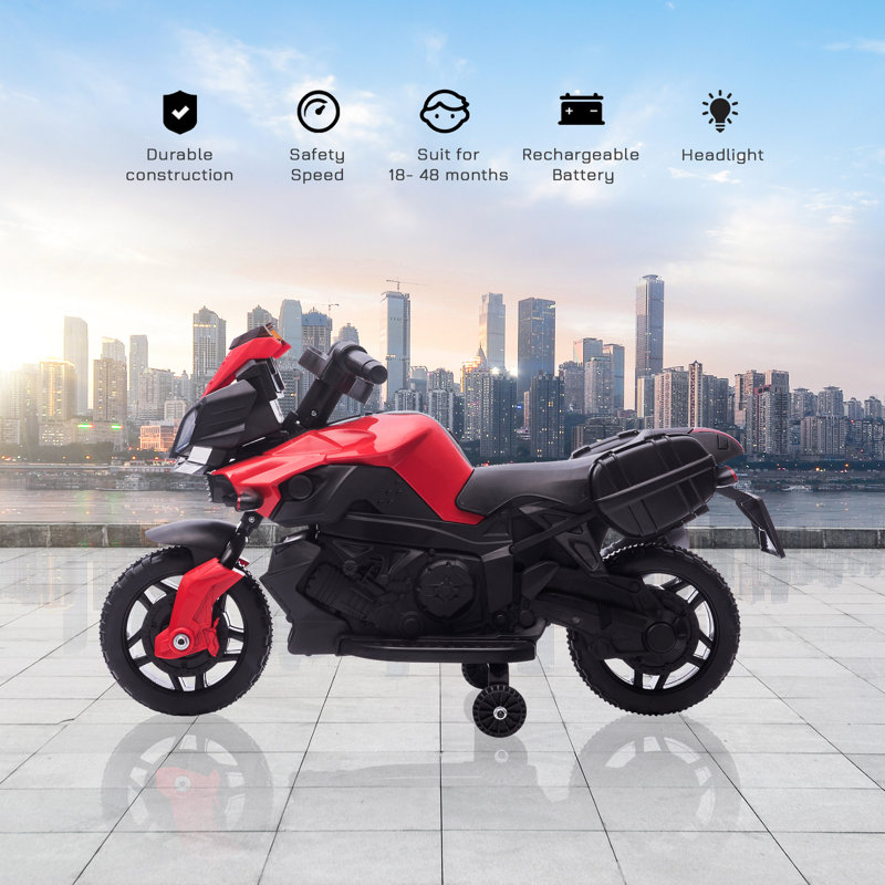 6-Volt Red Electric Kids Motorcycle with Training Wheels
