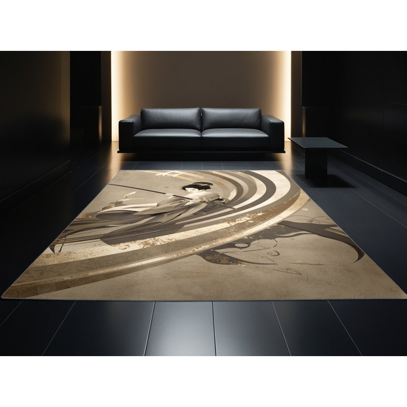 Tapis en peluche douce et moelleuse Durden Geisha avec Katana Posh & Luxe, 7 x 9