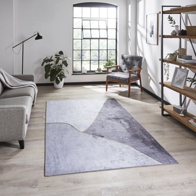 Scoggin area rug Printed Rectangle Grey/Gold