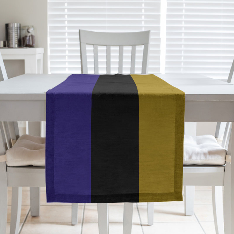Dallas Football Stripes Table Runner, 72" L x 16" W, Indigo/Black/Gold