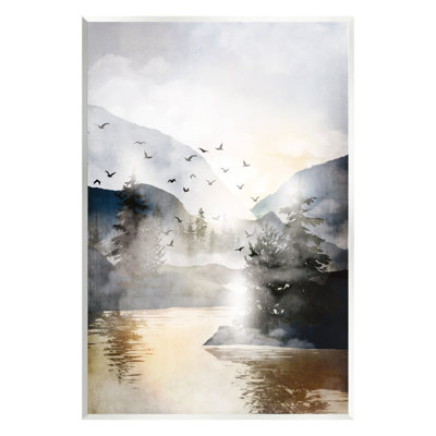 " Flying Birds Mountain Lake View "