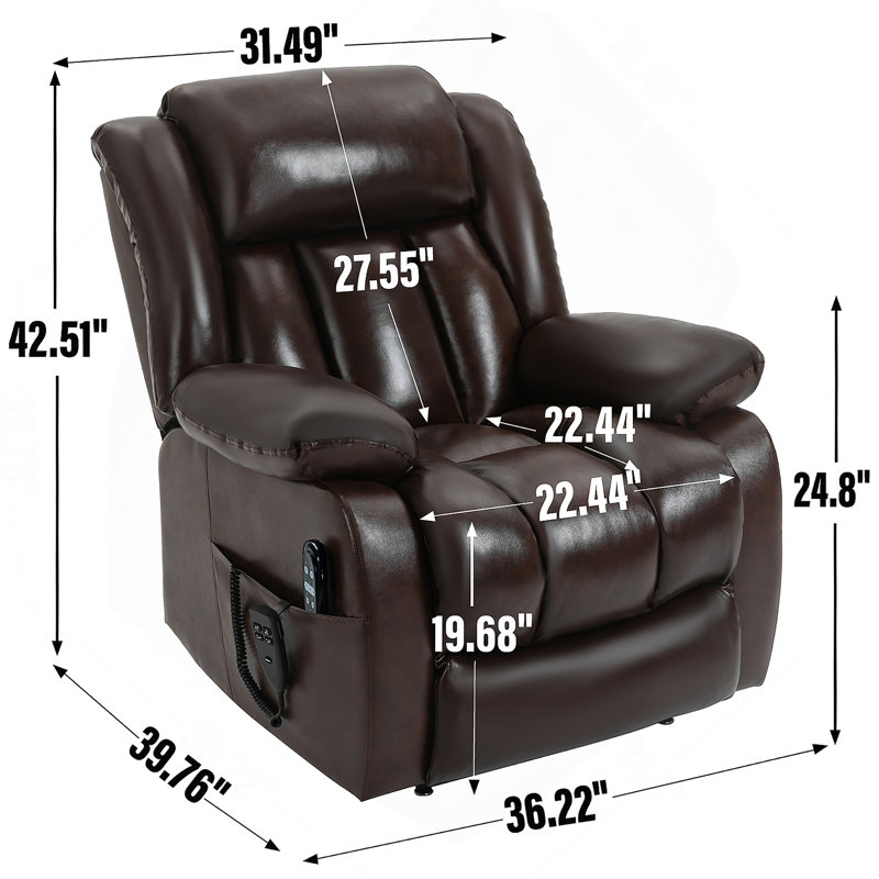 Dual Motor Infinite Position Up to 350 LBS Electric Medium size Genuine Leather, Brown