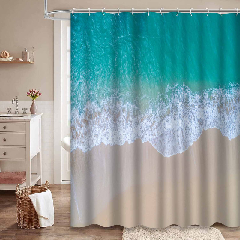 Belle plage de sable, eau de mer, scène tranquille, angle de la côte bleue avec 12 crochets, L 72 po x l 84 po