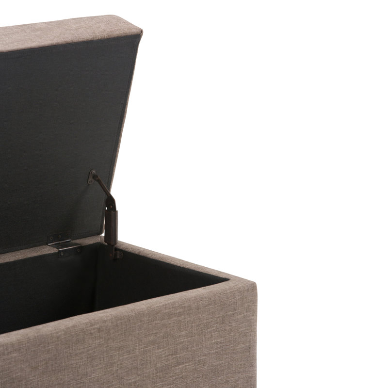 Fawn Brown Linen Rectangular Storage Ottoman Bench