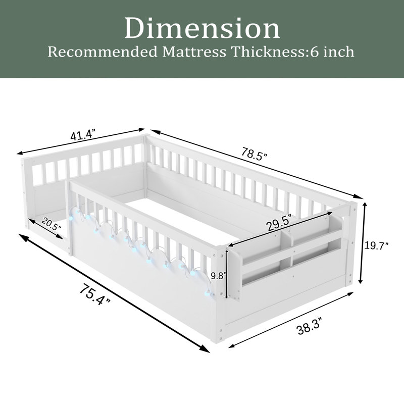 Structure de lit Montessori, Simple, Blanc