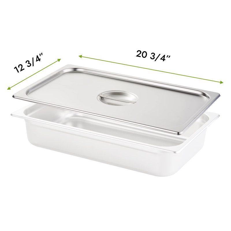 6-Pack Stainless Steel Full Size Hotel Pan Covers with Handles