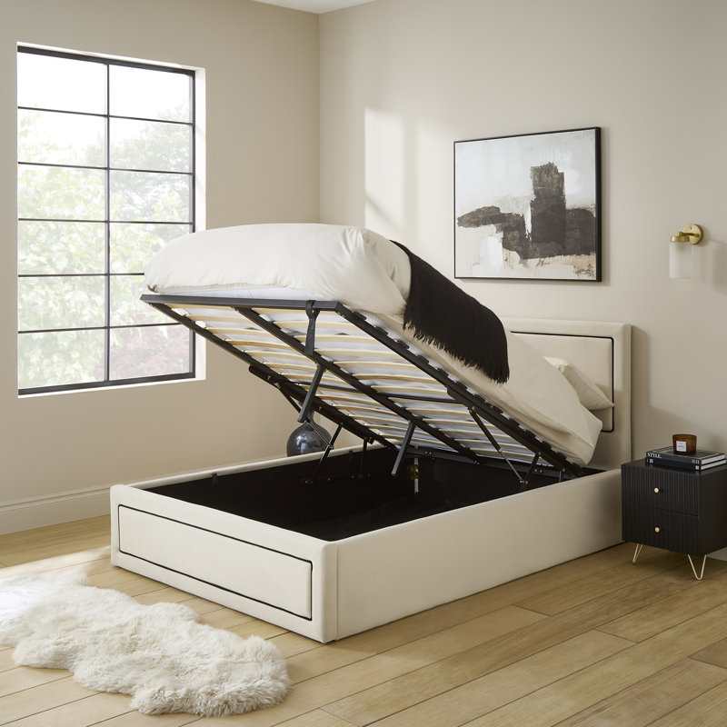 Tattianna Upholstered Ottoman Bed, Double (4'6), Cream
