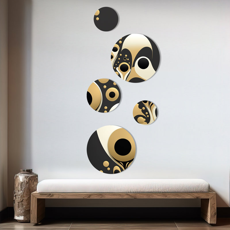 Ensemble de 5 décorations murales Golden Circular Universe III