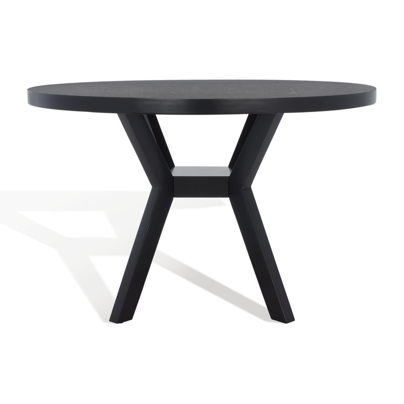 Round Solid Wood Base Dining Table, Black