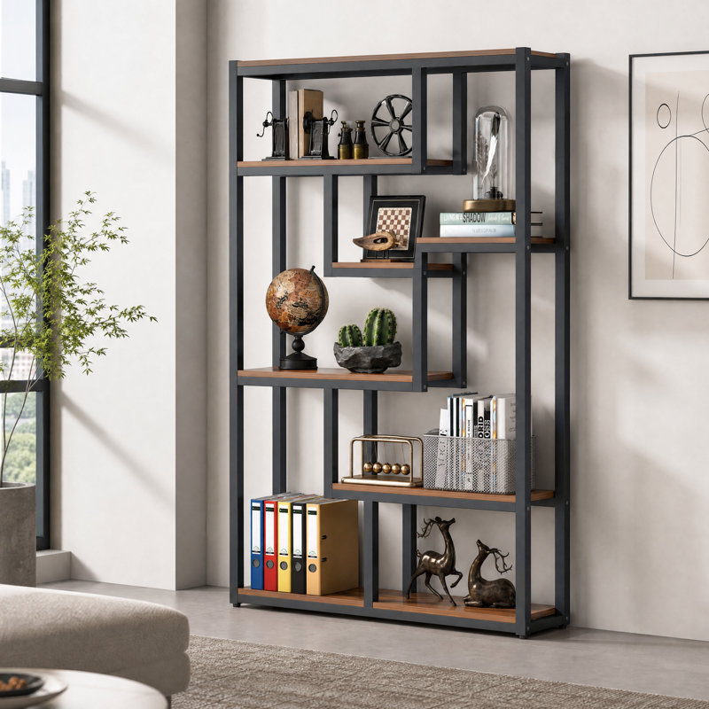 Elex Geometric Bookcase, Brown