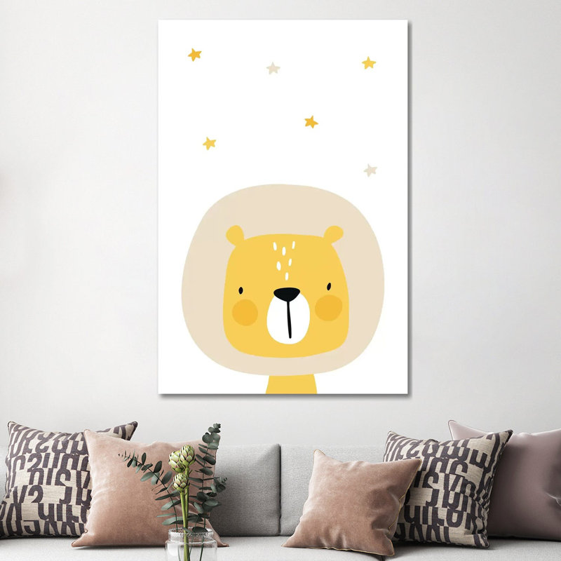 Lion With Stars - Wrapped Canvas Print, 152.5 cm H x 101.5 cm W
