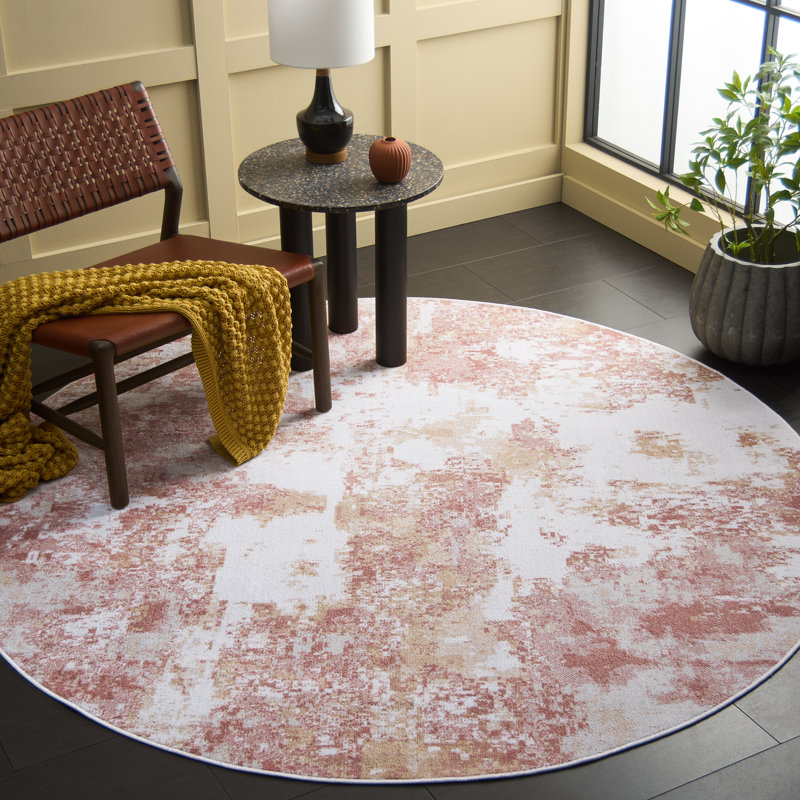 Tapis abstrait lavable à la machine Bayside 128 Performance, Rond 6 pi 7 po