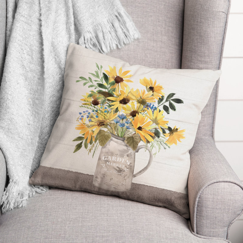 Coussin intérieur / extérieur Pitcher Of Sunflowers Market