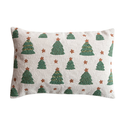 Coussin lombaire en coton brodé Artisan