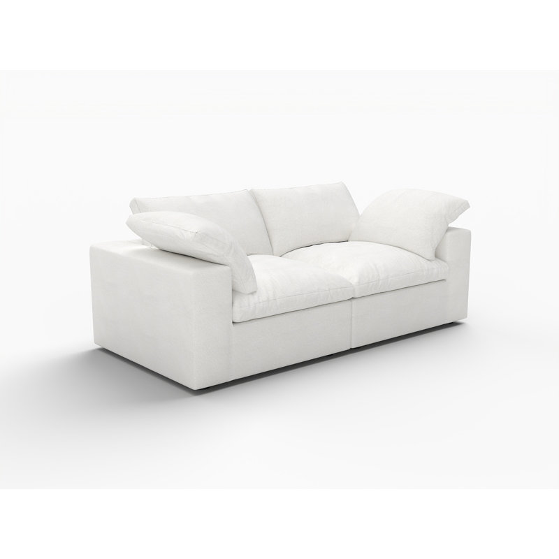 Causeuse et coussins modulaires 80 po en mélange de lin blanc 80 po