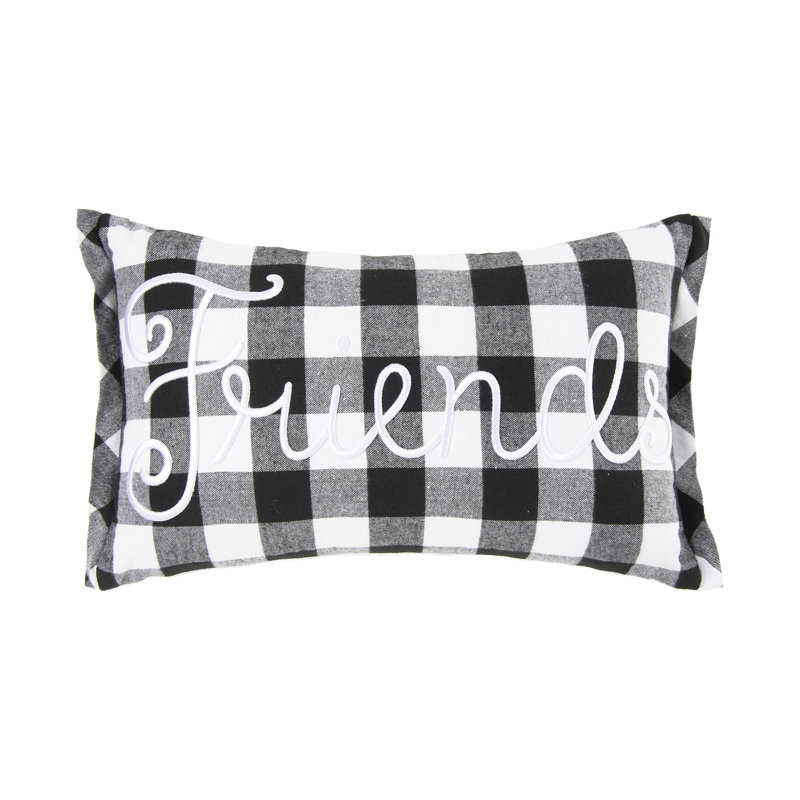 Checkered Friend Embroidered Throw Pillow