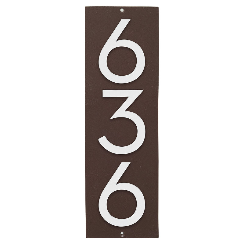 Plaque d'adresse murale sur 1 ligne, Bronze romain / blanc, Oui