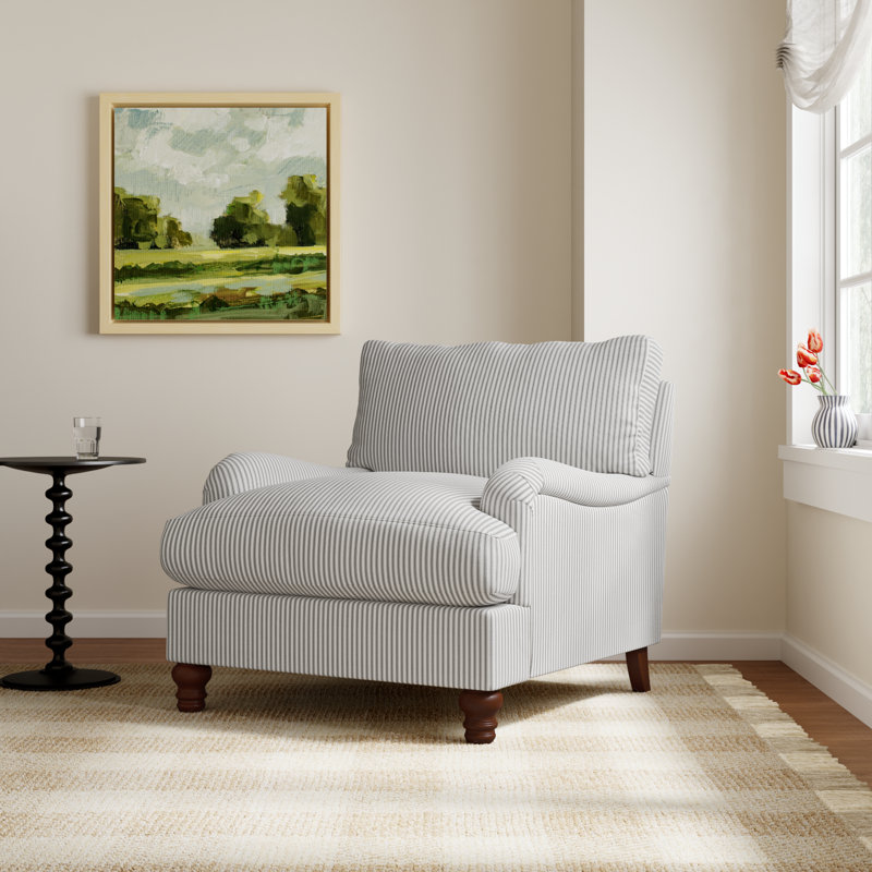 Walters Upholstered Armchair, Cruise Gray Striped