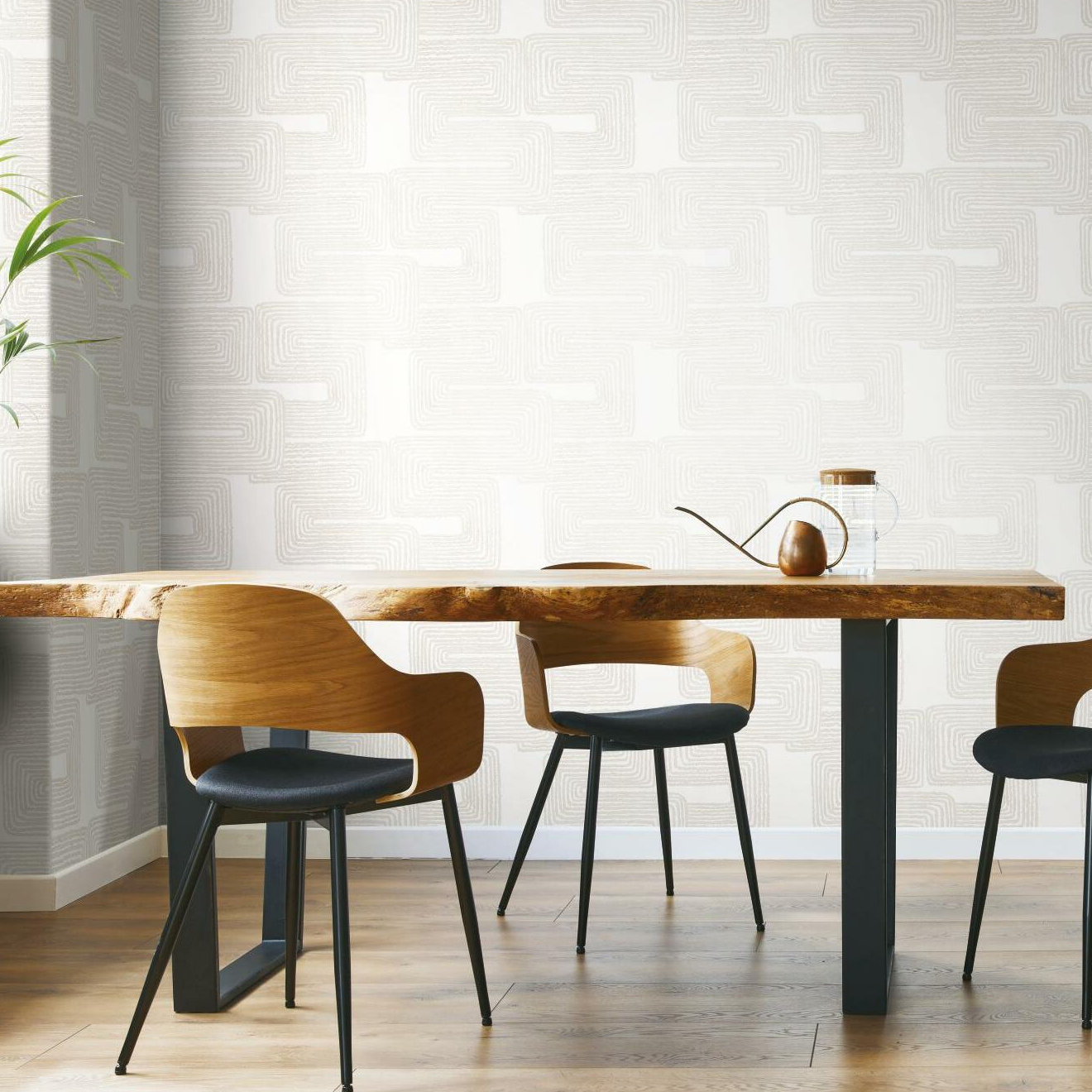 Peel & Stick Geometric Wallpaper, White
