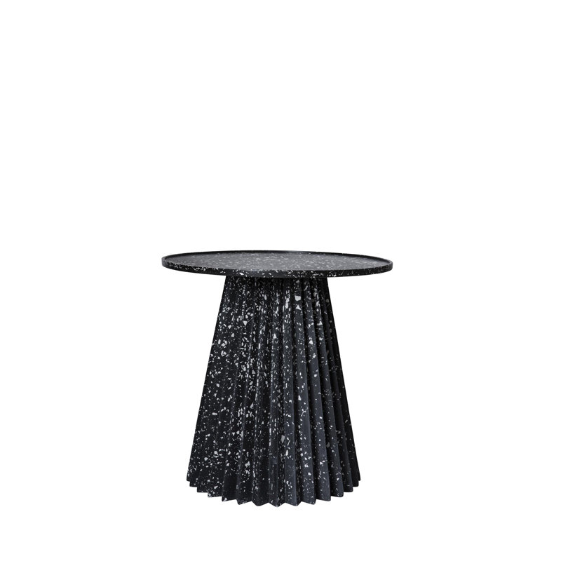 MashT Terrazo Pedestal End Table, Black/White, 22" H x 24" W x 24" D