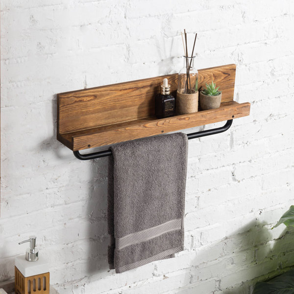 Bathroom Shelf with Industrial Pipe Towel Bars - Modern Farmhouse