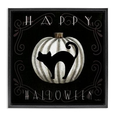 Happy Halloween Cat & Pumpkin Floating Frame, design by Elizabeth Tyndall