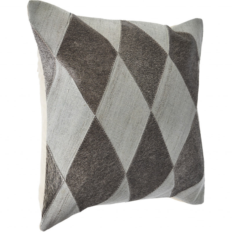 Silver and Brown Geometric Faux Leather Throw Pillow, 20 in
