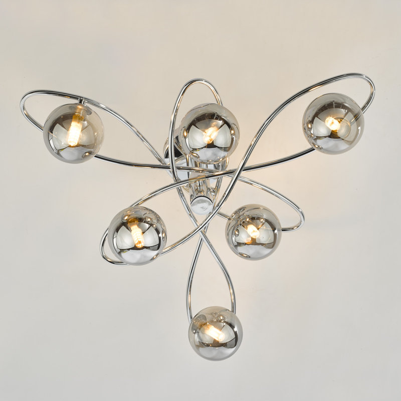 Rochdale Glass Semi Flush Mount, Chrome, Smoked
