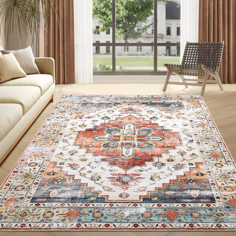 Washable Oriental Indoor Rug, Rectangle 5' x 7'