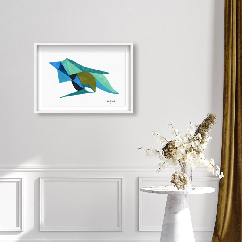 Manuel Roman - Azules y Aquas Shadowbox Abstract Print by Oliver Gal, Black Frame, 15 x 10, 37.5"H x 55.5"W, White Shadowbox