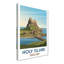 Holy Island, England - Lindisfarne Romance Travel Poster: Tidal Causeway and Castle. Giclee Print on Wrapped Canvas. Wall Art, Home Decor - Religious & Cultural Sites, England 1 Piece Wrapped Canvas Wall Art-536224614