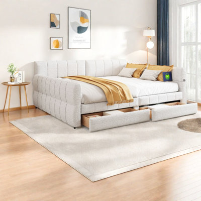 Modern Beds With Storage, King Wood Mdf Upholstered Platform For Home