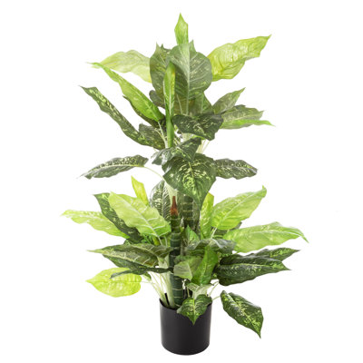 Plante de sol artificielle de Dieffenbachia - Faux verdure en pot de 40 pouces pour la maison ou le bureau - Feuilles de polyester d'aspect naturel