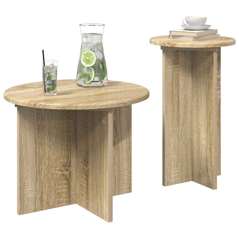 Round Nesting Side Tables, Sonoma Oak