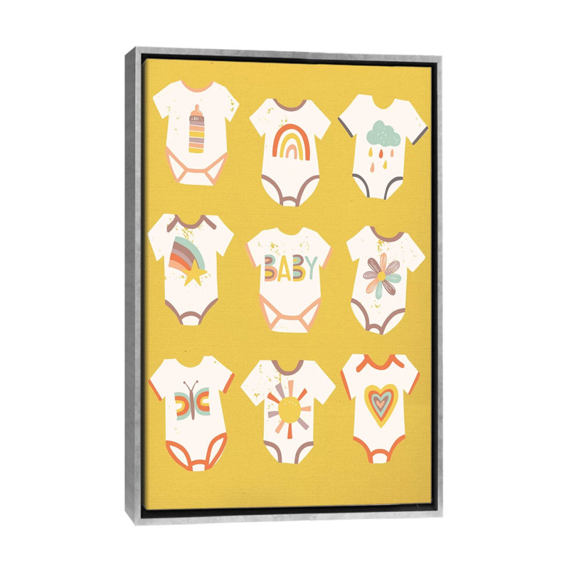 «Welcome Baby» par Caroline Alfreds - impression d'art graphique, H 60 po x l 40po x P 1,5 po, Toile avec cadre argenté