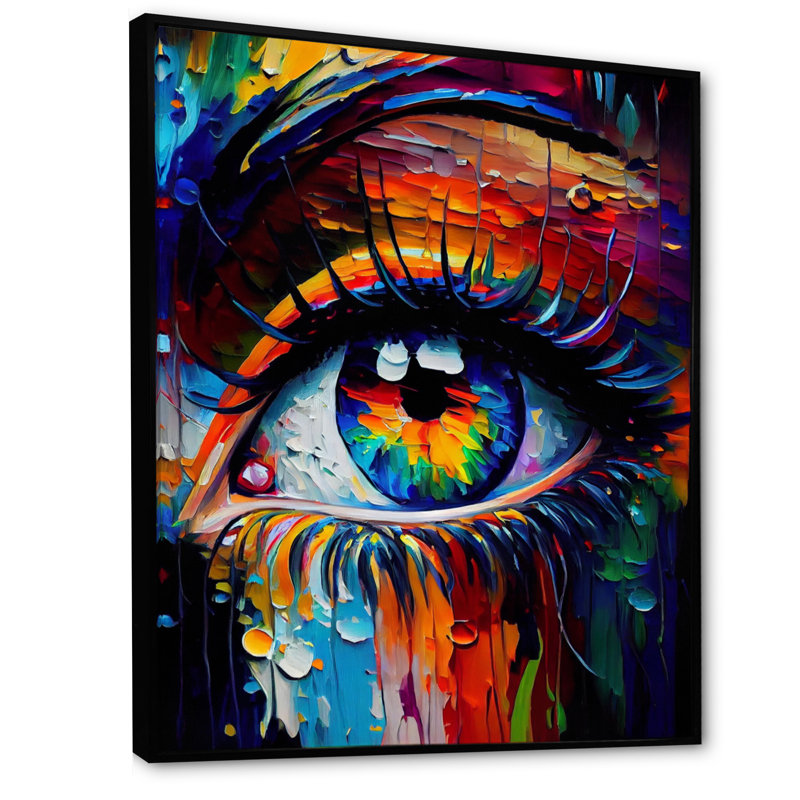 «Colorful Eye II - Woman Abstract», reproduction d'art sur toile encadrée, L 12 po x H 20 po, Toile avec cadre flottant noir