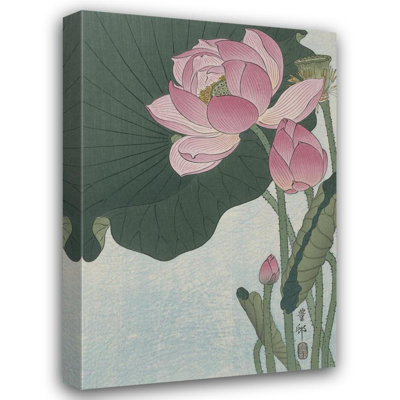 «Blooming Lotus Flowers» par Ohara Koson - Art mural sur toile tendue avec châssis
