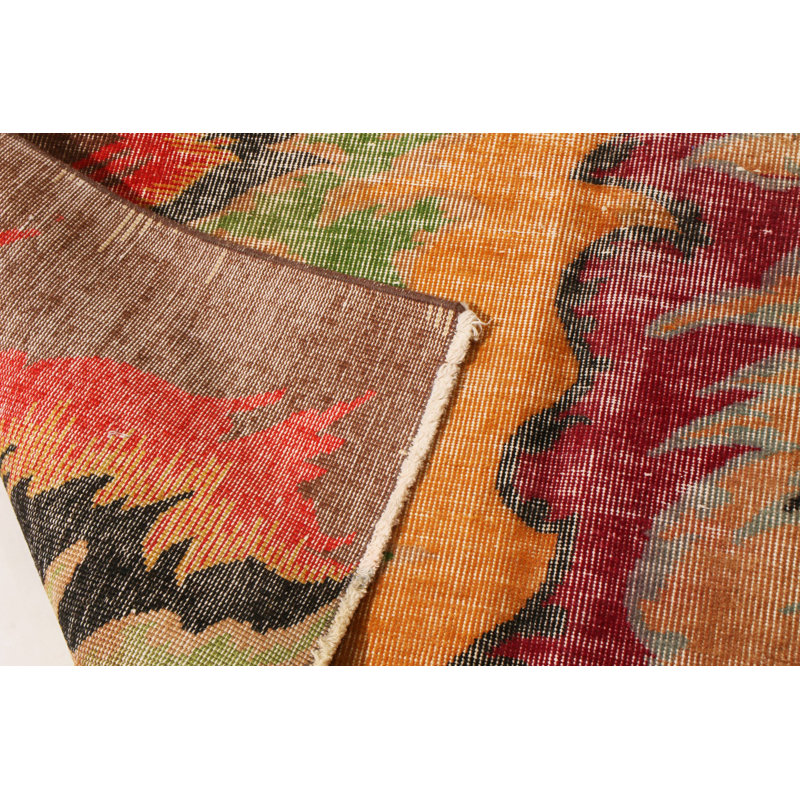 Wool Abstract Area Rug in Red
