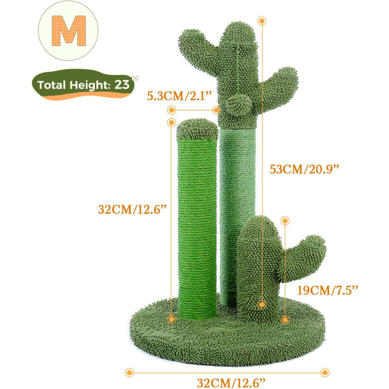 Grattoir route avec griffoir et cactus, Moyen (H 20,9 po x l 12,6 po x L 12,6 po)
