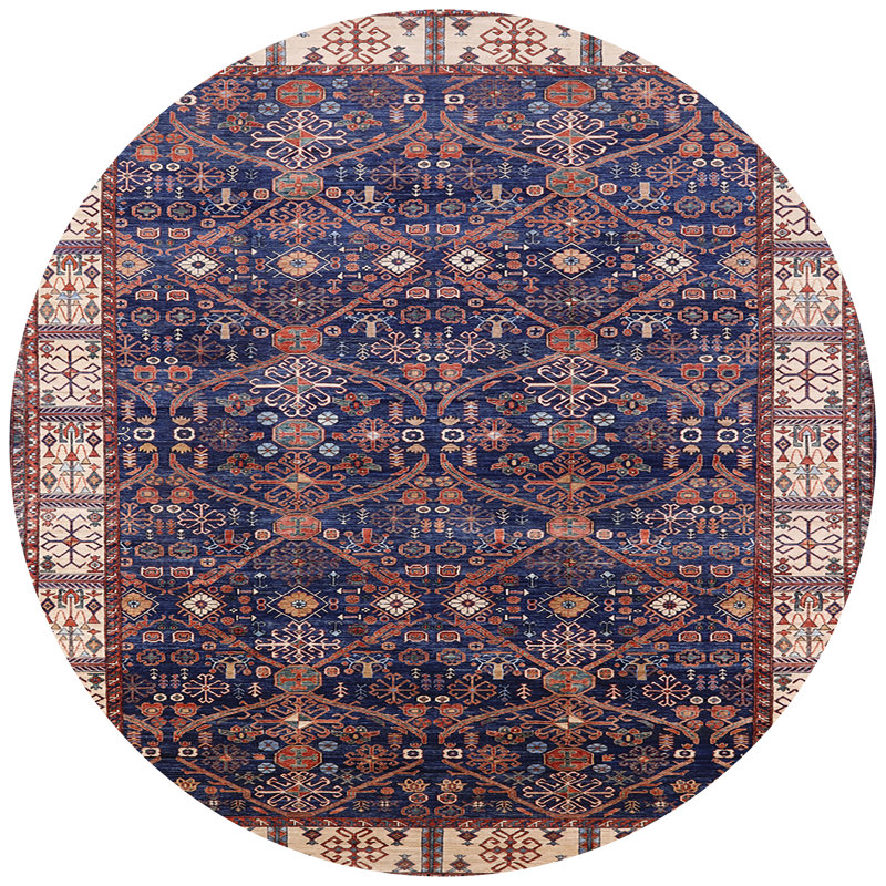 Tapis oriental bleu / rouge, Rond 6 pi