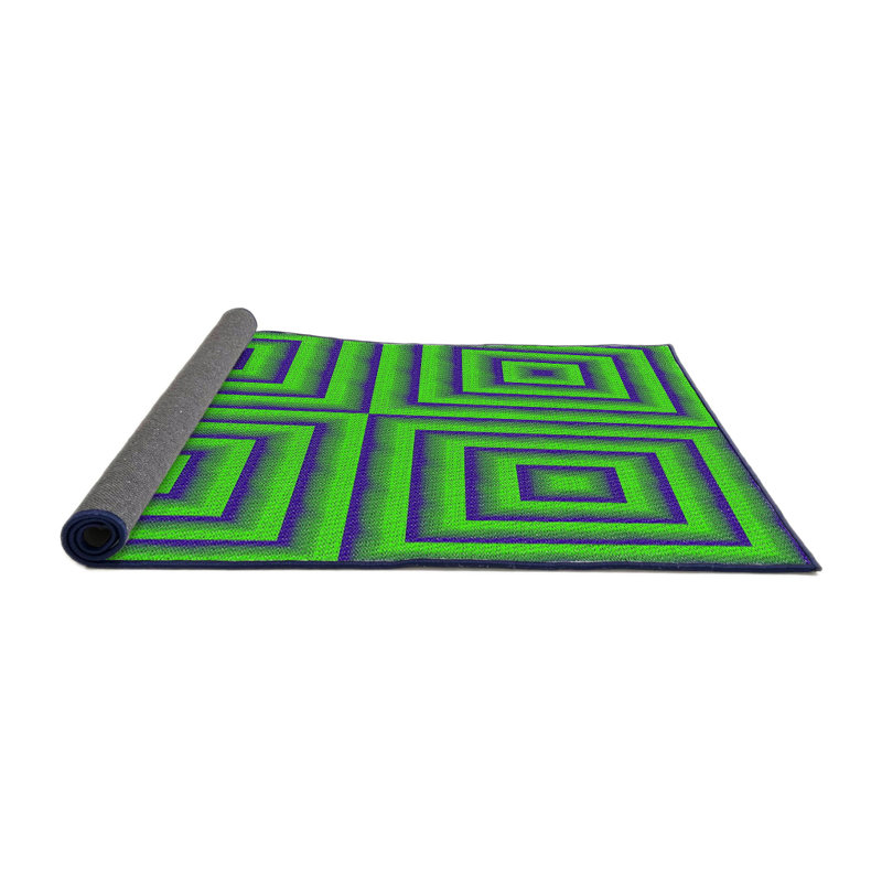 Tapis vert/noir tissé à la machine, Carré 8 pi